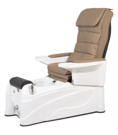 Electric Pedispa Couch with 2 motors, upholstered in white PU.