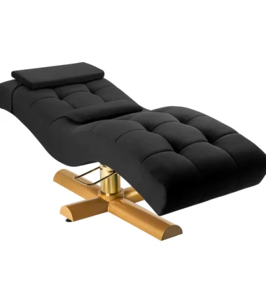 Derma Contour Sillon Corona eyelash treatment chair, black velvet with gold base