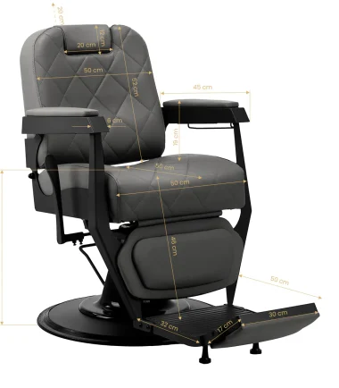 Derma Contour Gabbiano Bruno gray barber chair with black base