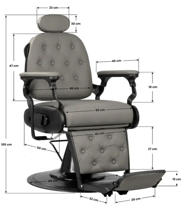 Derma Contour Gabbiano Francesco gray barber chair with black base