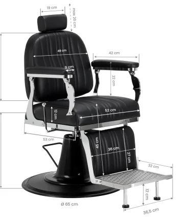 Derma Contour Gabbiano Elias black barber chair